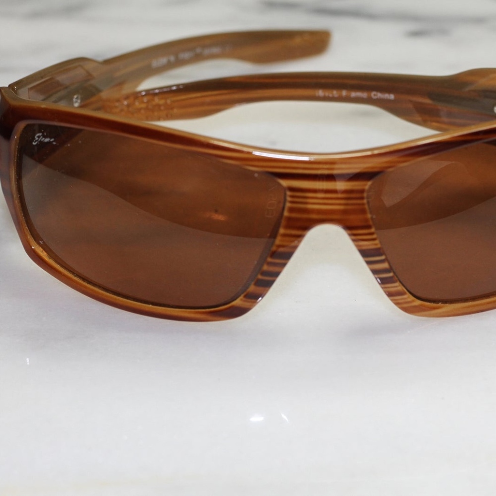 Brown Rectangular Wrap Around Sunglasses - image 1